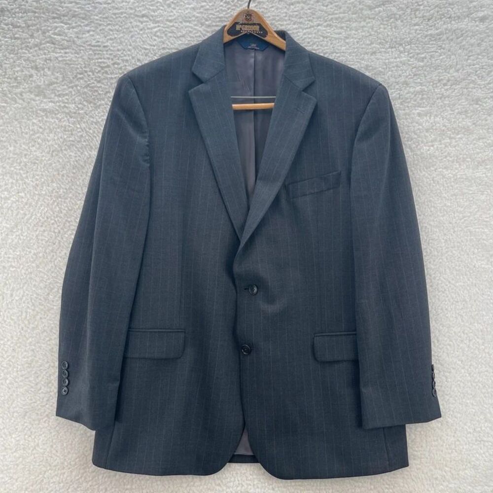 Brooks Brothers 346 Suit Mens 46R Grey Pinstriped Pants 38x31 Wool Blend Stretch